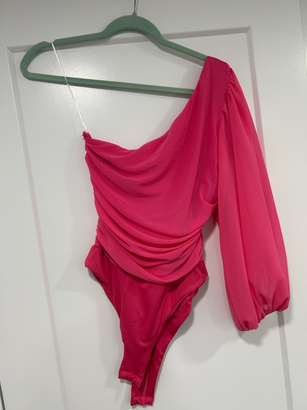 Hello Molly One-Shoulder Hot Pink Bodysuit US 6